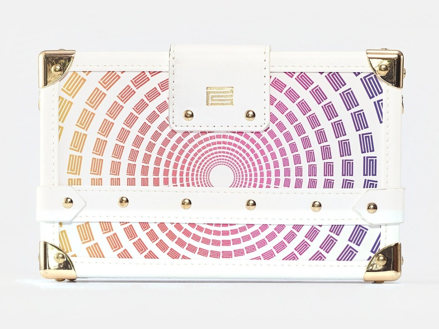 The back of the Coffret Blanc: the radial runs on round the back, under the strap tab and brass studs