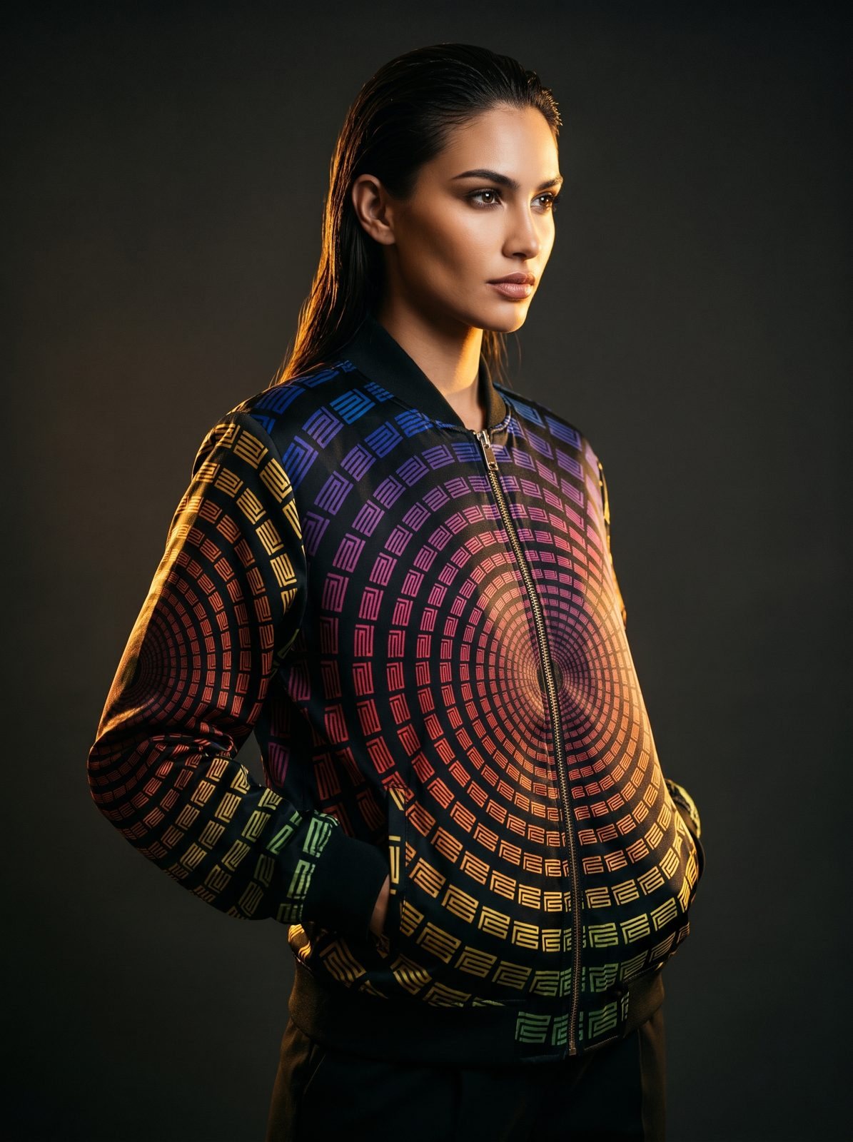 The Bomber Noir — full-spectrum radial, gold PS zip